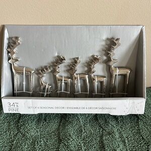 34th & Pine Holiday Christmas Reindeer Silver Tone Set of 6 NEW!